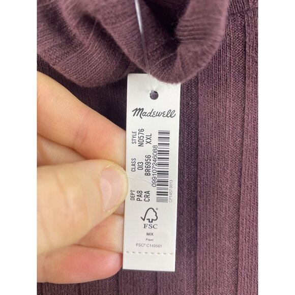 Madewell Women's XXL Relaxed Wide Ribbed Turtleneck Tee High Low Drop Shoulder - Picture 5 of 9